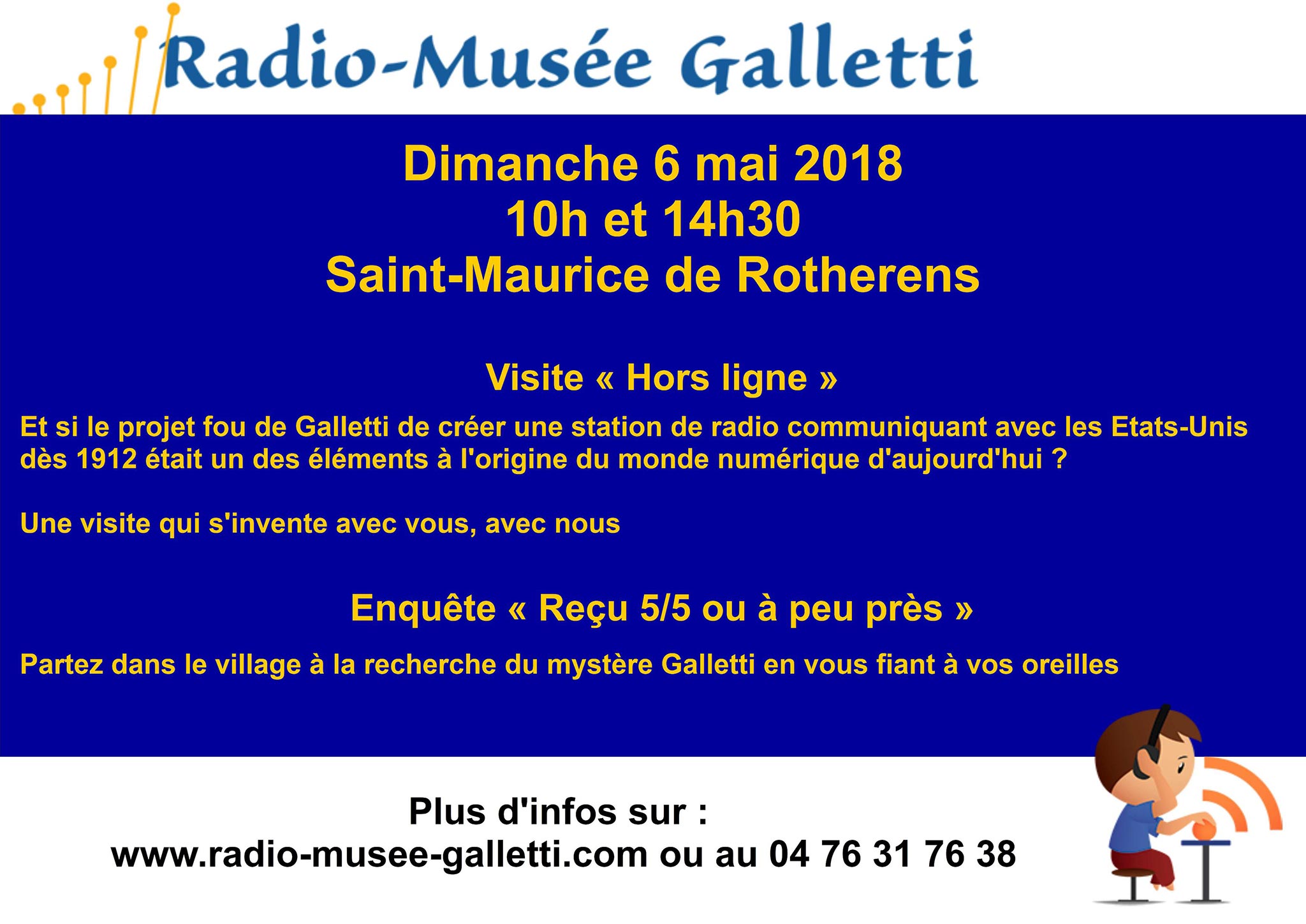 Radio-musée Galletti. Dimcnahe 6 mai 2018 10h à 14h40 Saint Maurice de Rotherens.