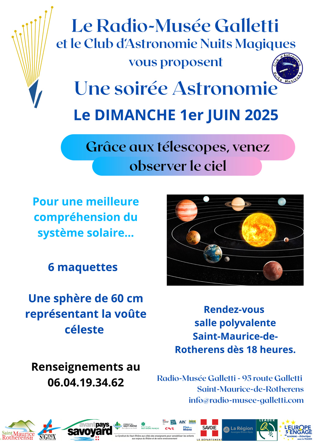 Affichce de la Soirée Astronomie. 
