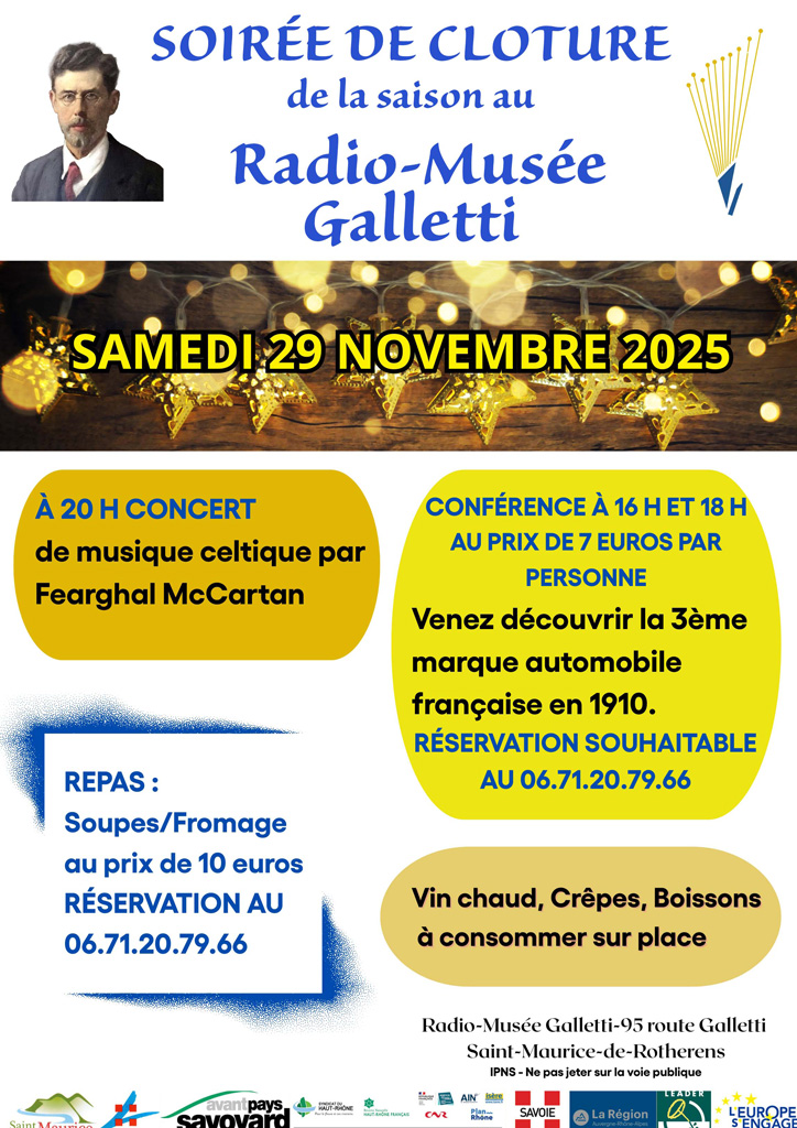 Samedi 29 novembre 2025 : soirée de cloture de la saison du Radio Musée-Galletti