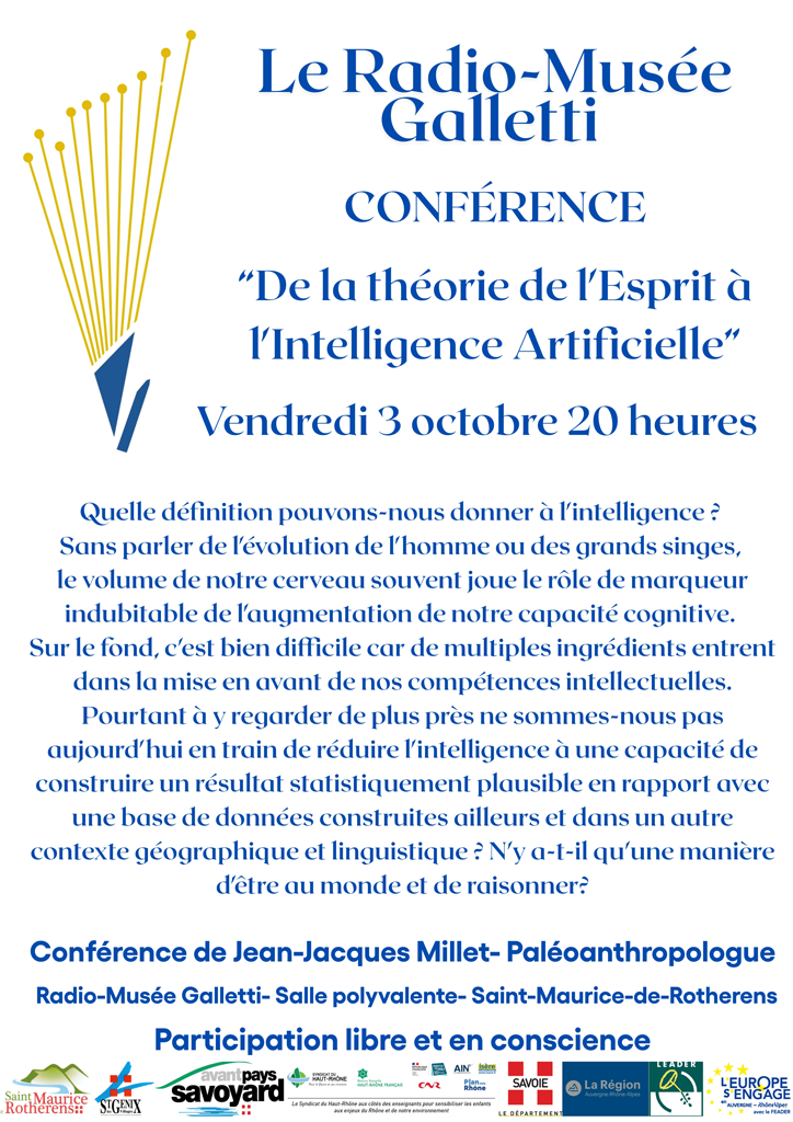 Conférence : de la théorie de l'Esprit à l'Intelligence Artificielle. Vendredi 03 octobre 2025.